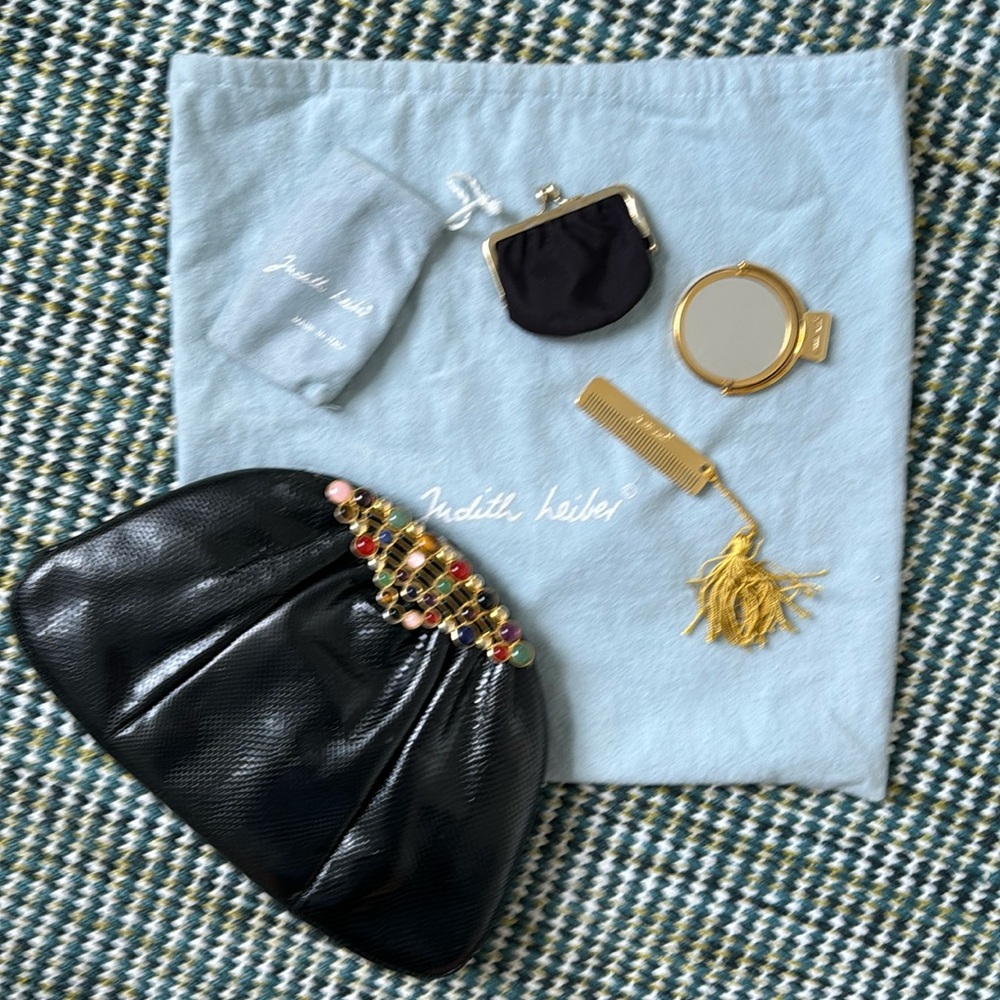 Vintage Judith Leiber clutch bag with accessories